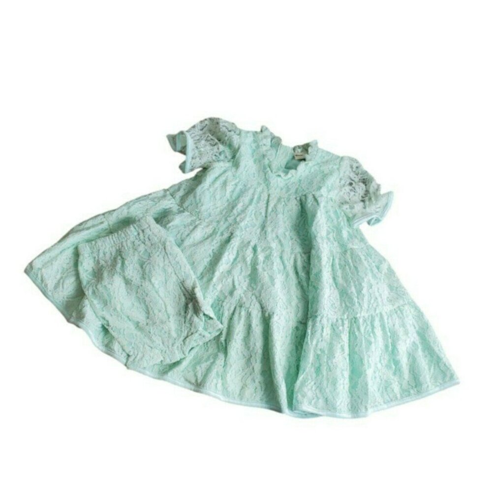 Eliza Grace Mint Lettie Dress With Matching Bloomers Size 7